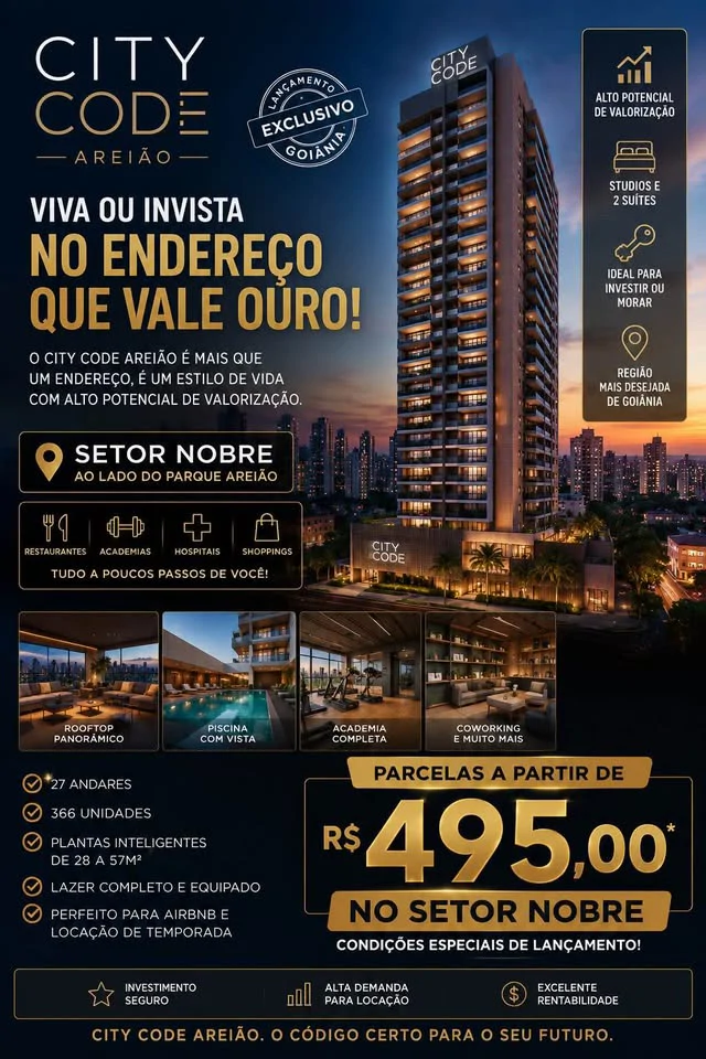 City Code Areião Studios e aptos de 28 a 59m²  no Marista. More ou invista ao lado da Ricardo Paranhos, com vista para o Parque Areião. — foto 9